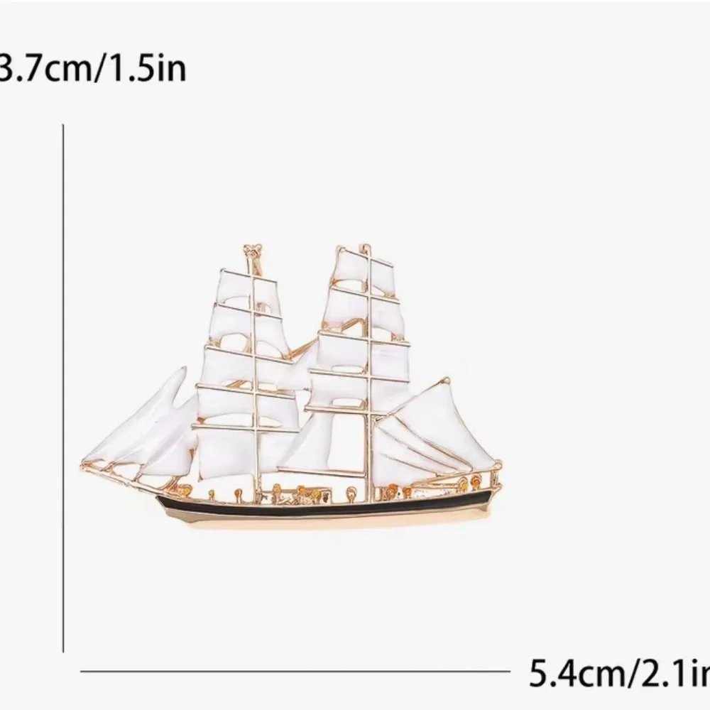 Vintage-Inspired Silver-Tone Nautical Clipper Ship Brooch